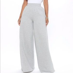 Gray Wide Leg Sweat Pants.